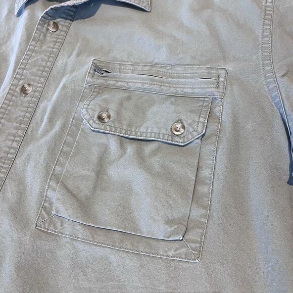 Cabelas Safari Series Button Up Shirt Mens XL Green Shoulder Strap Pocket - Picture 3 of 10